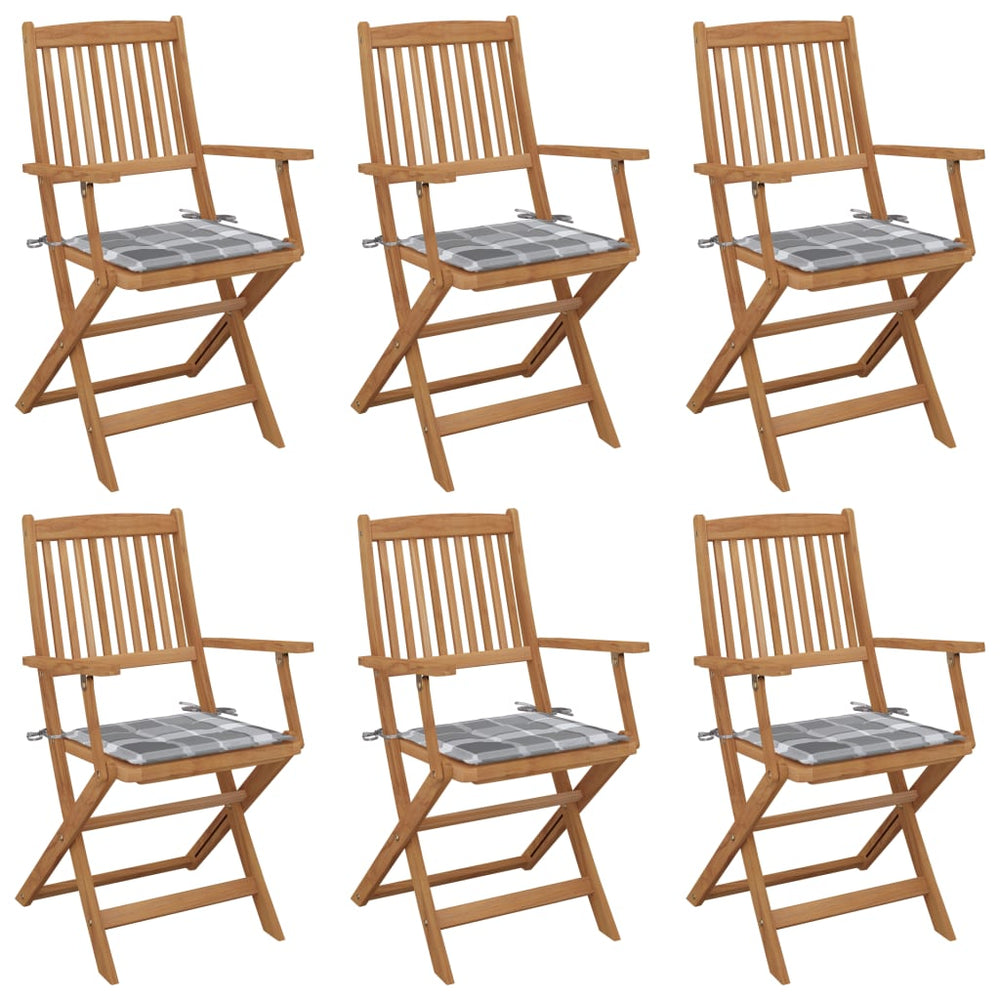 vidaXL Folding Garden Chairs 6 pcs. with Cushions Solid Acacia Wood