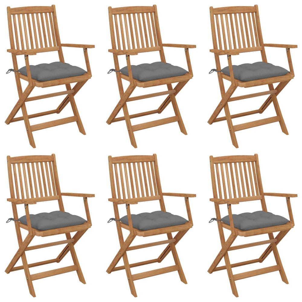 vidaXL Folding Garden Chairs 6 pcs. with Cushions Solid Acacia Wood