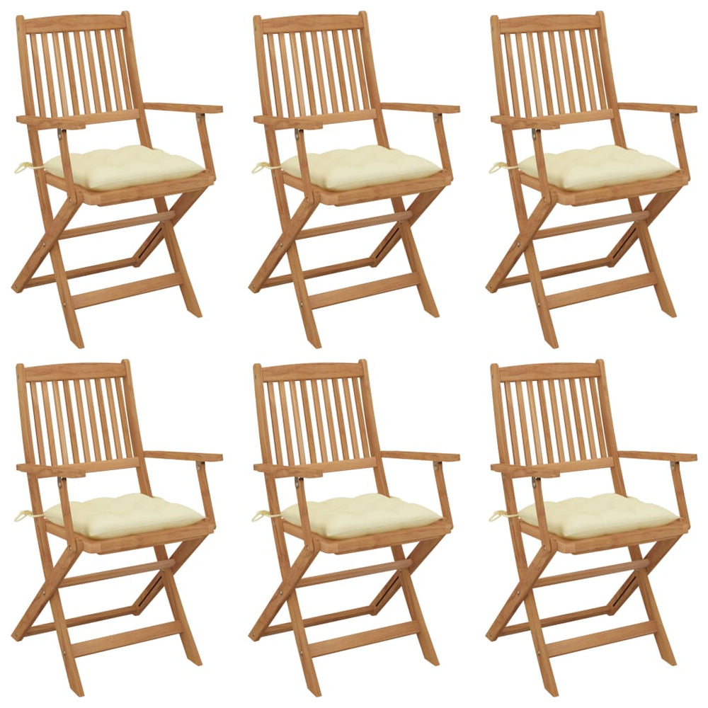 vidaXL Folding Garden Chairs 6 pcs. with Cushions Solid Acacia Wood