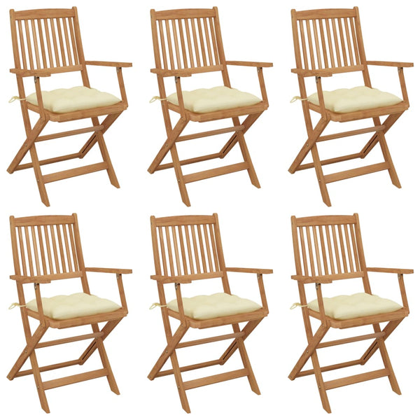 Klappbare Gartenstühle 6 Stk. mit Kissen Massivholz Akazie