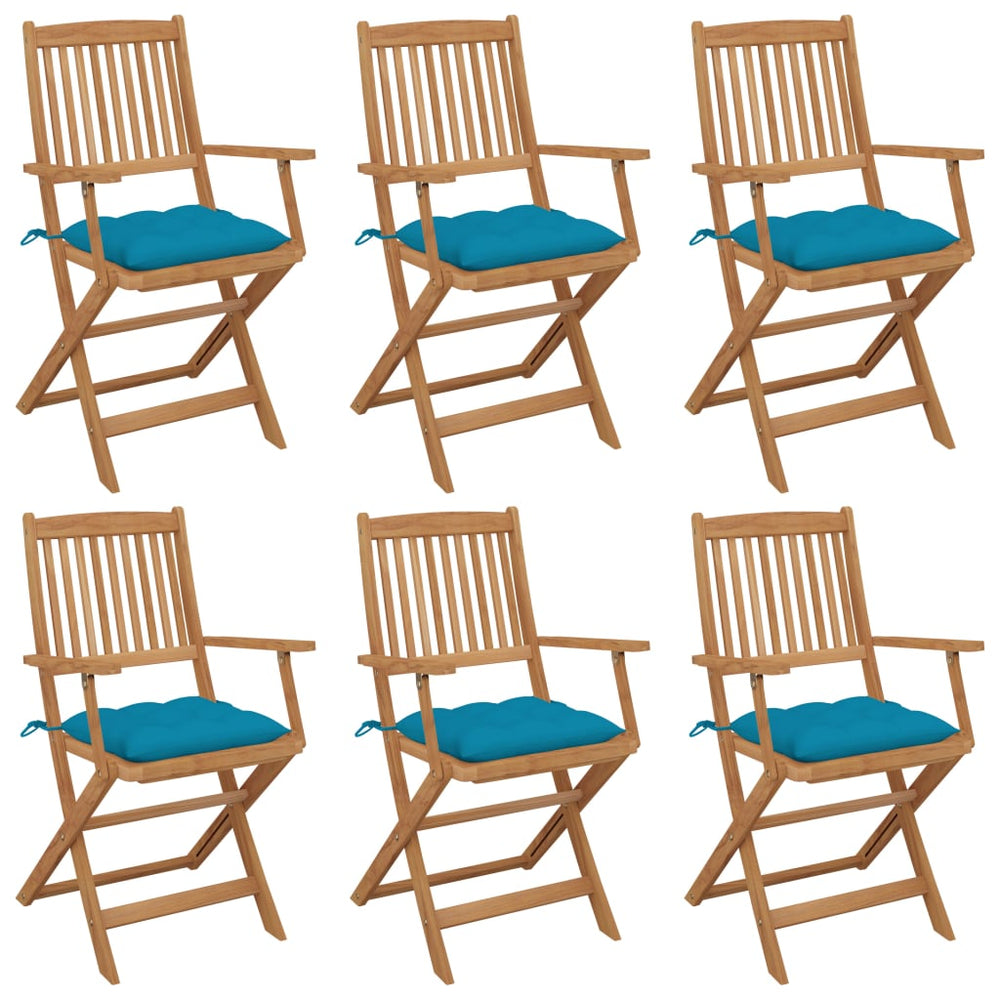 vidaXL Folding Garden Chairs 6 pcs. with Cushions Solid Acacia Wood
