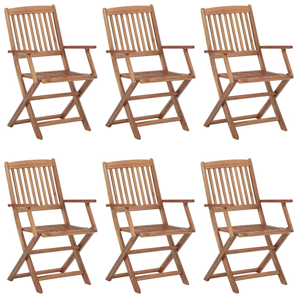 vidaXL Folding Garden Chairs 6 pcs. with Cushions Solid Acacia Wood