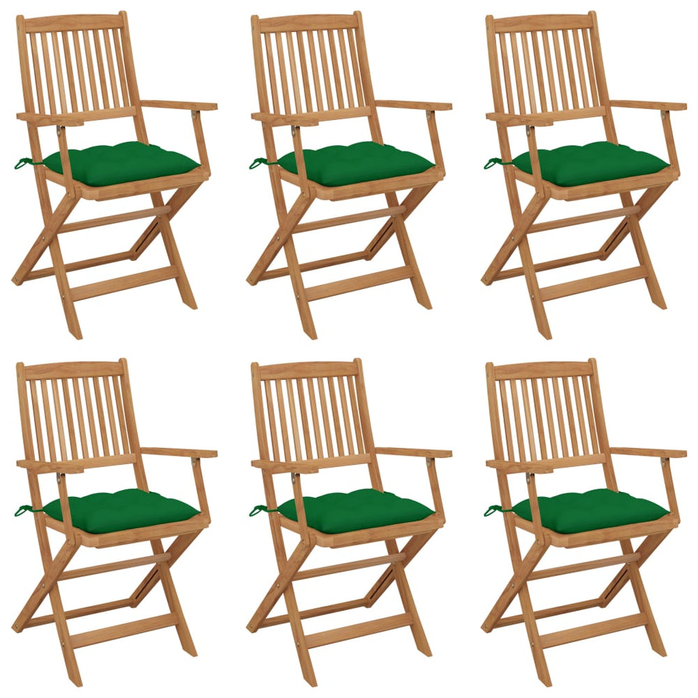 vidaXL Folding Garden Chairs 6 pcs. with Cushions Solid Acacia Wood