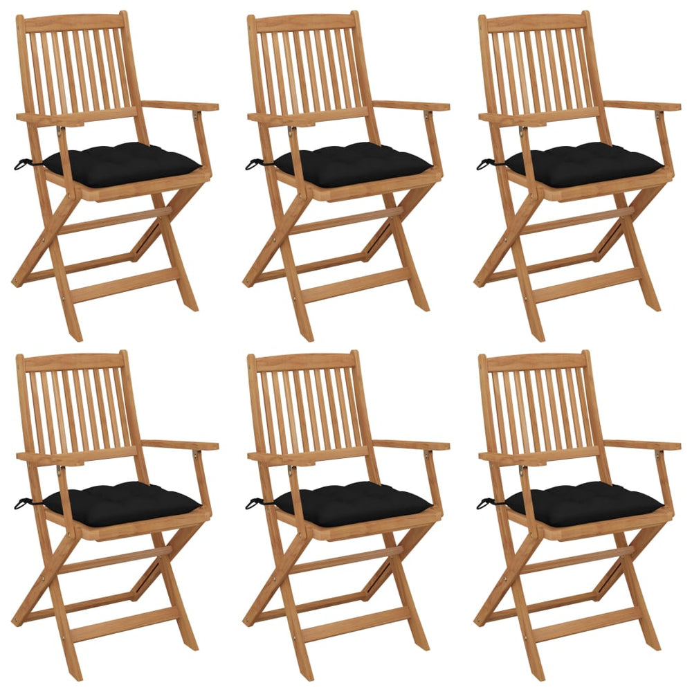 vidaXL Folding Garden Chairs 6 pcs. with Cushions Solid Acacia Wood