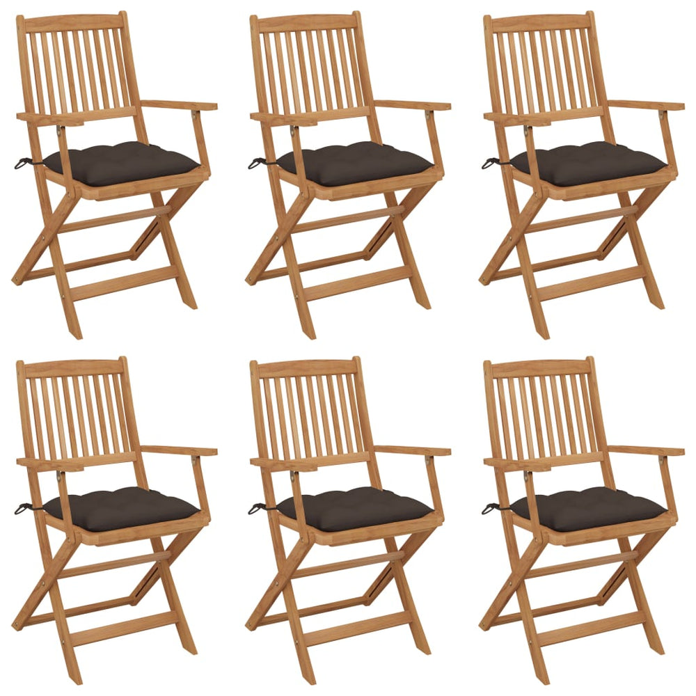vidaXL Folding Garden Chairs 6 pcs. with Cushions Solid Acacia Wood