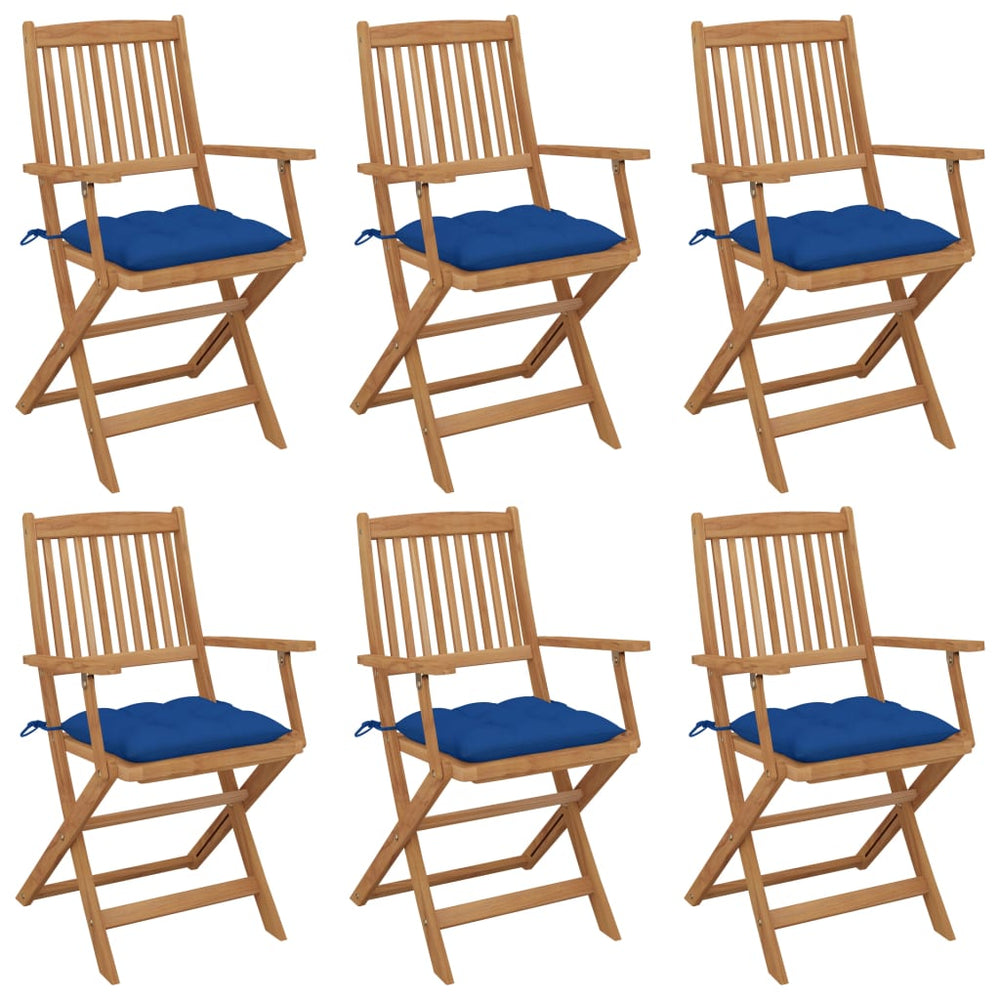 vidaXL Folding Garden Chairs 6 pcs. with Cushions Solid Acacia Wood
