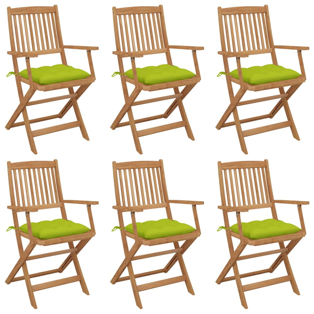 vidaXL Folding Garden Chairs 6 pcs. with Cushions Solid Acacia Wood