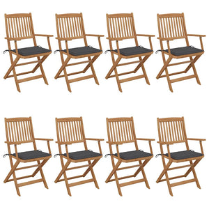 Klappbare Gartenstühle 8 Stk. mit Kissen Massivholz Akazie