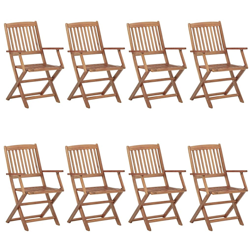 vidaXL 8 pcs Folding Garden Chairs with Cushions Solid Acacia Wood