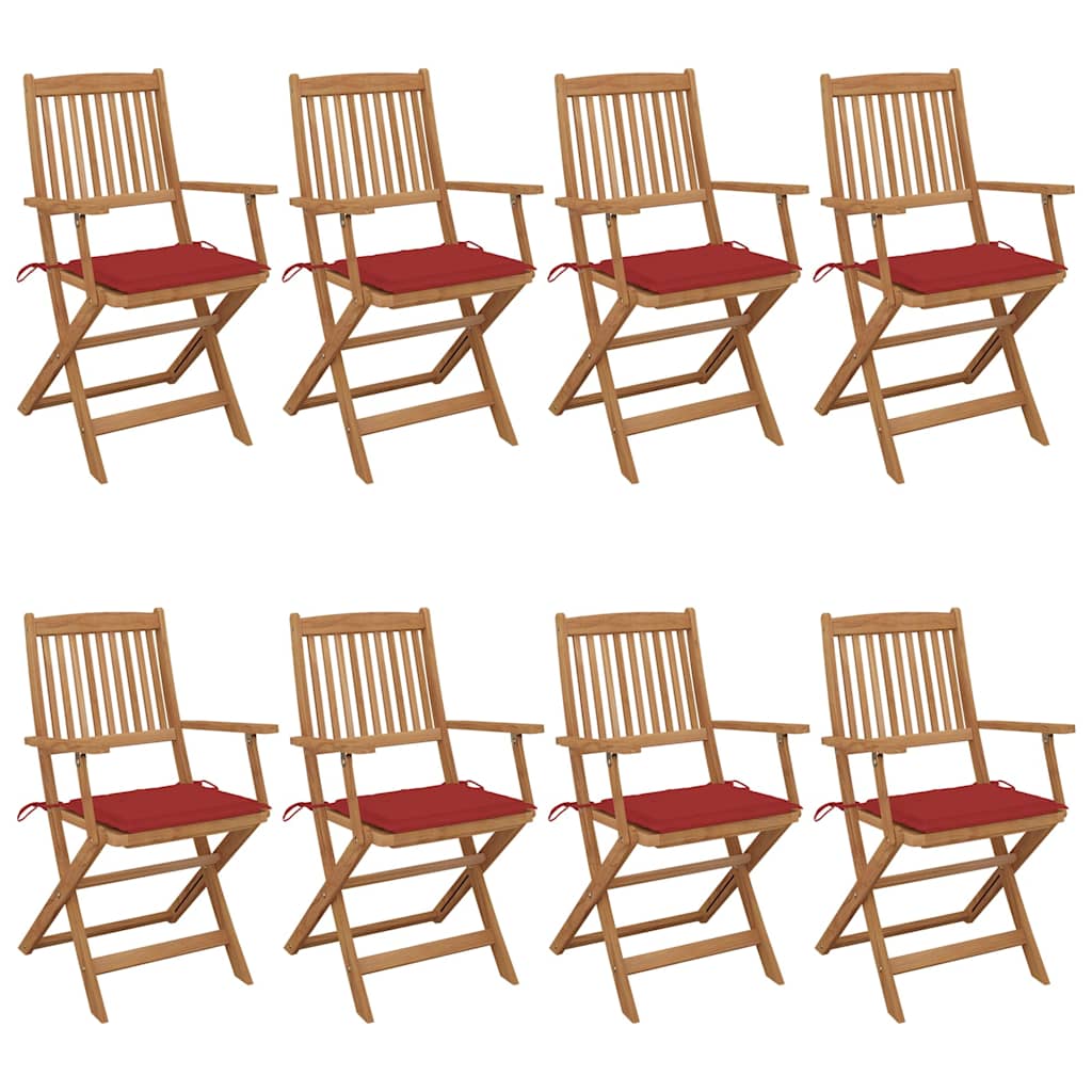 vidaXL Chaises de jardin pliantes 8 pcs avec coussins Bois d'acacia massif