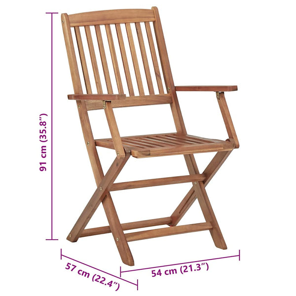 vidaXL Chaises de jardin pliantes 8 pcs avec coussins Bois d'acacia massif