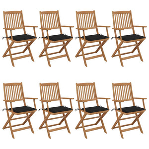 Klappbare Gartenstühle 8 Stk. mit Kissen Massivholz Akazie