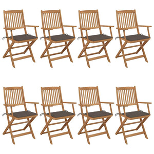 Klappbare Gartenstühle 8 Stk. mit Kissen Massivholz Akazie