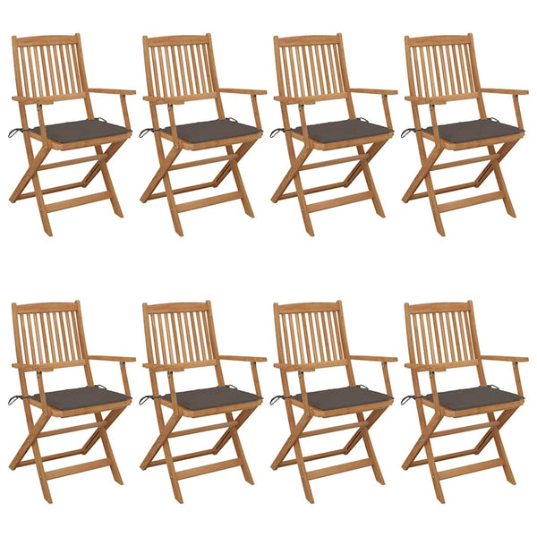 Klappbare Gartenstühle 8 Stk. mit Kissen Massivholz Akazie