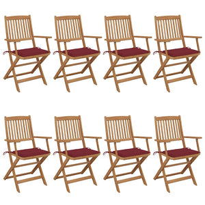 Klappbare Gartenstühle 8 Stk. mit Kissen Massivholz Akazie