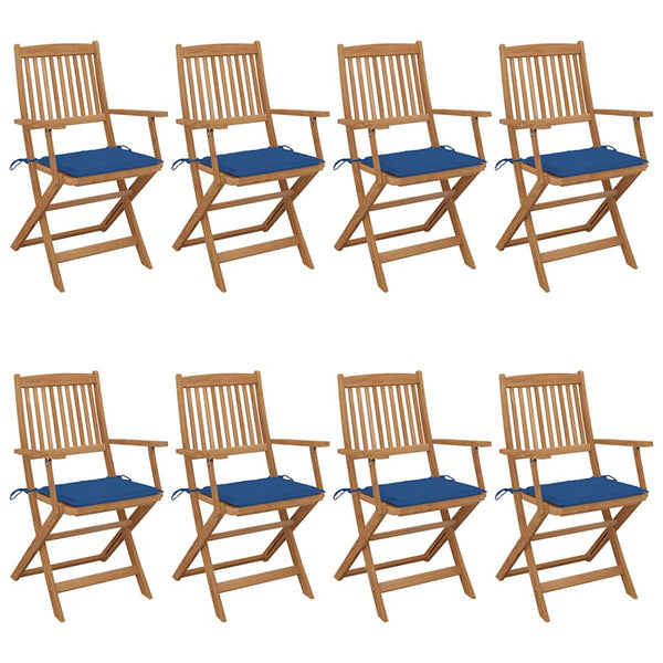 Klappbare Gartenstühle 8 Stk. mit Kissen Massivholz Akazie