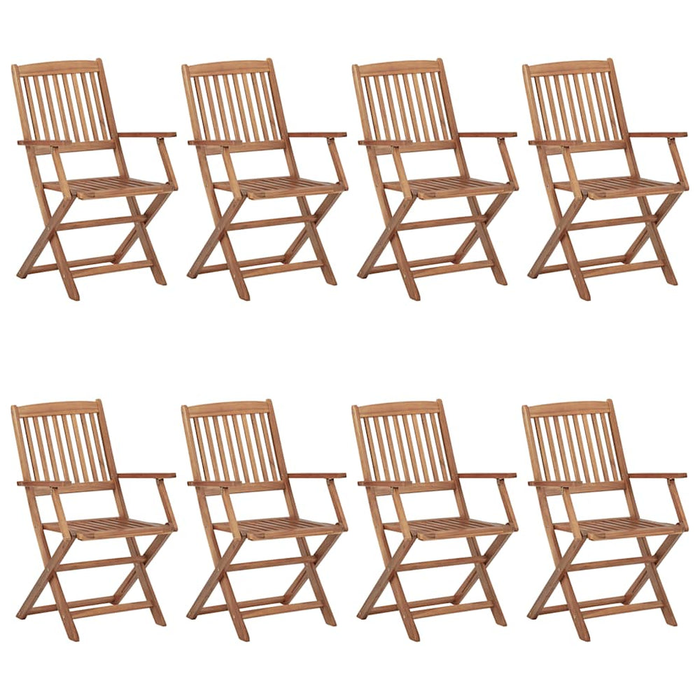 vidaXL 8 pcs Folding Garden Chairs with Cushions Solid Acacia Wood