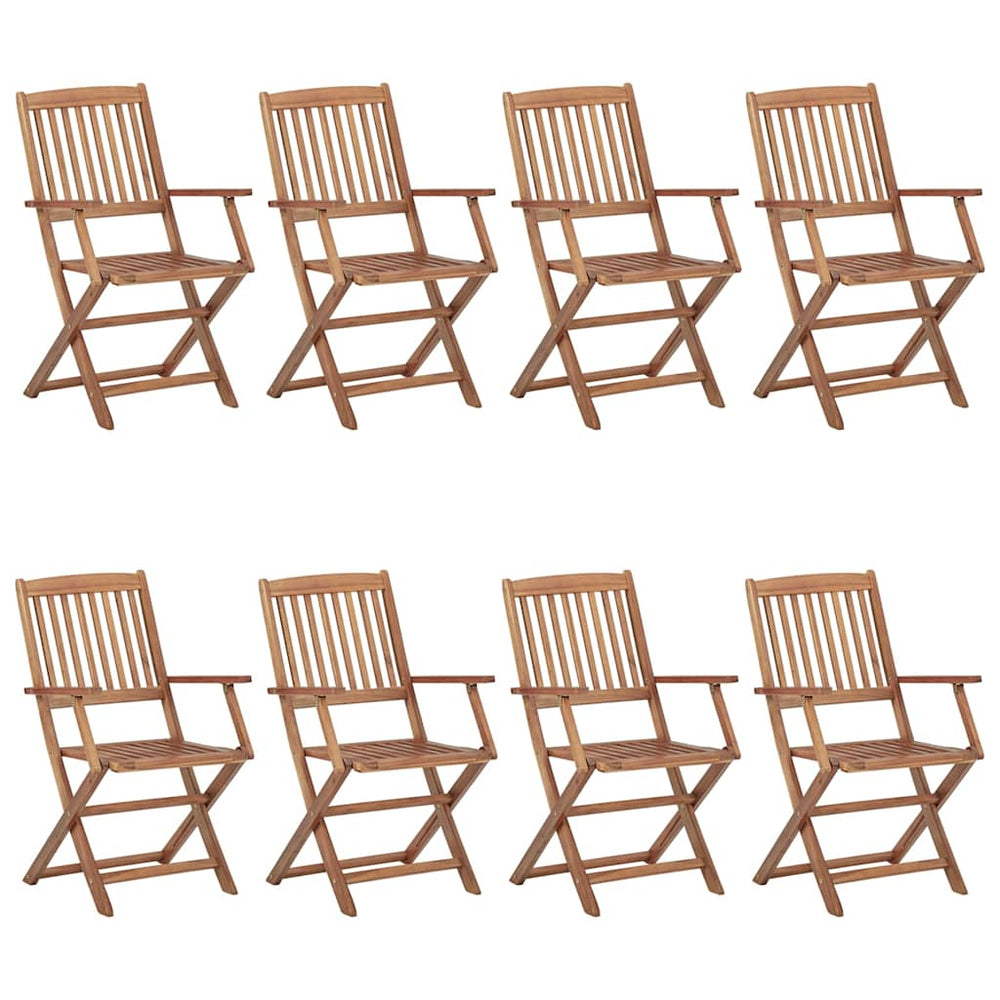 vidaXL 8 pcs. Foldable Garden Chairs with Cushions Solid Acacia Wood