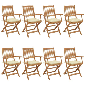 Klappbare Gartenstühle 8 Stk. mit Kissen Massivholz Akazie