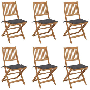 vidaXL Chaises de jardin pliables 6 pcs avec coussins Bois d'acacia massif