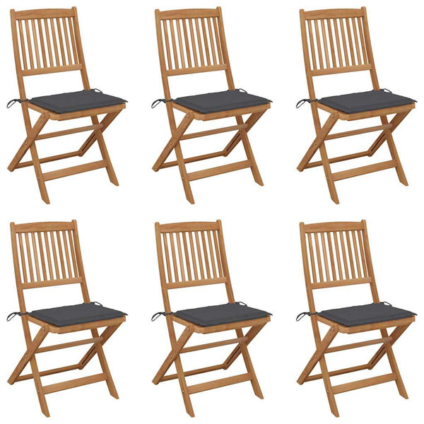 vidaXL Chaises de jardin pliables 6 pcs avec coussins Bois d'acacia massif