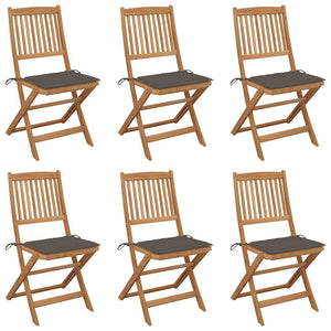 Klappbare Gartenstühle 6 Stk. mit Kissen Massivholz Akazie