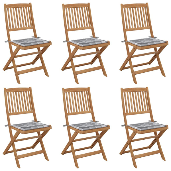 vidaXL Chaises de jardin pliables 6 pcs avec coussins Bois d'acacia massif