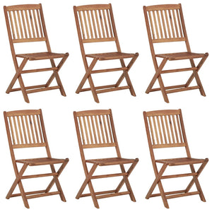 vidaXL Chaises de jardin pliables 6 pcs avec coussins Bois d'acacia massif