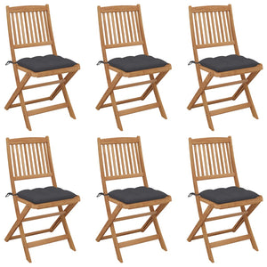 vidaXL Chaises de jardin pliables 6 pcs avec coussins Bois d'acacia massif