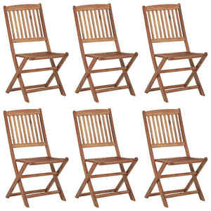 vidaXL Chaises de jardin pliables 6 pcs avec coussins Bois d'acacia massif
