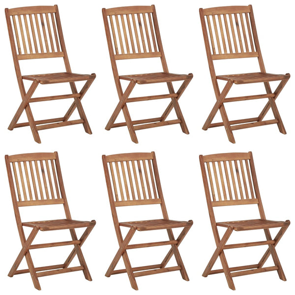 vidaXL Chaises de jardin pliables 6 pcs avec coussins Bois d'acacia massif