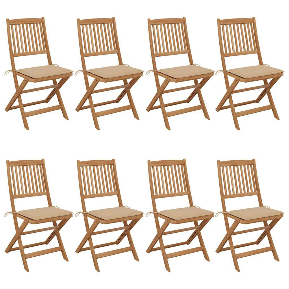 Klappbare Gartenstühle 8 Stk. mit Kissen Massivholz Akazie