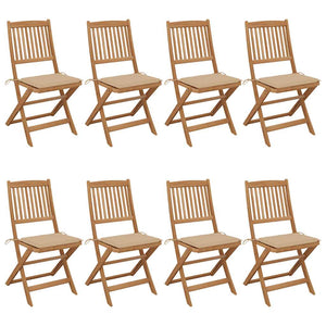 vidaXL Chaises de jardin pliantes 8 pcs avec coussins Bois d'acacia massif