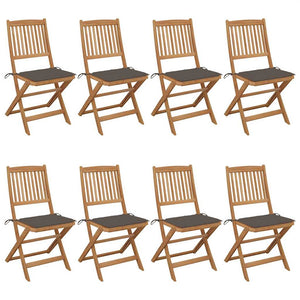 vidaXL Chaises de jardin pliantes 8 pcs avec coussins Bois d'acacia massif