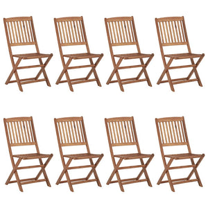 vidaXL Chaises de jardin pliantes 8 pcs avec coussins Bois d'acacia massif