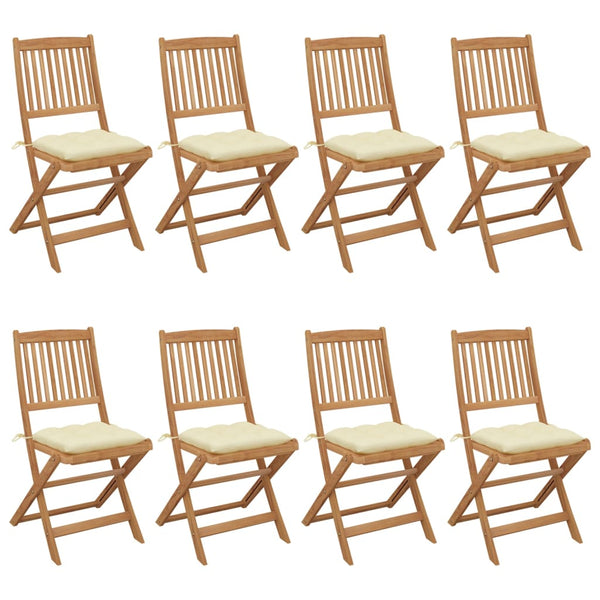 vidaXL Chaises de jardin pliantes 8 pcs avec coussins Bois d'acacia massif