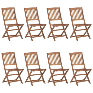 vidaXL Chaises de jardin pliantes 8 pcs avec coussins Bois d'acacia massif