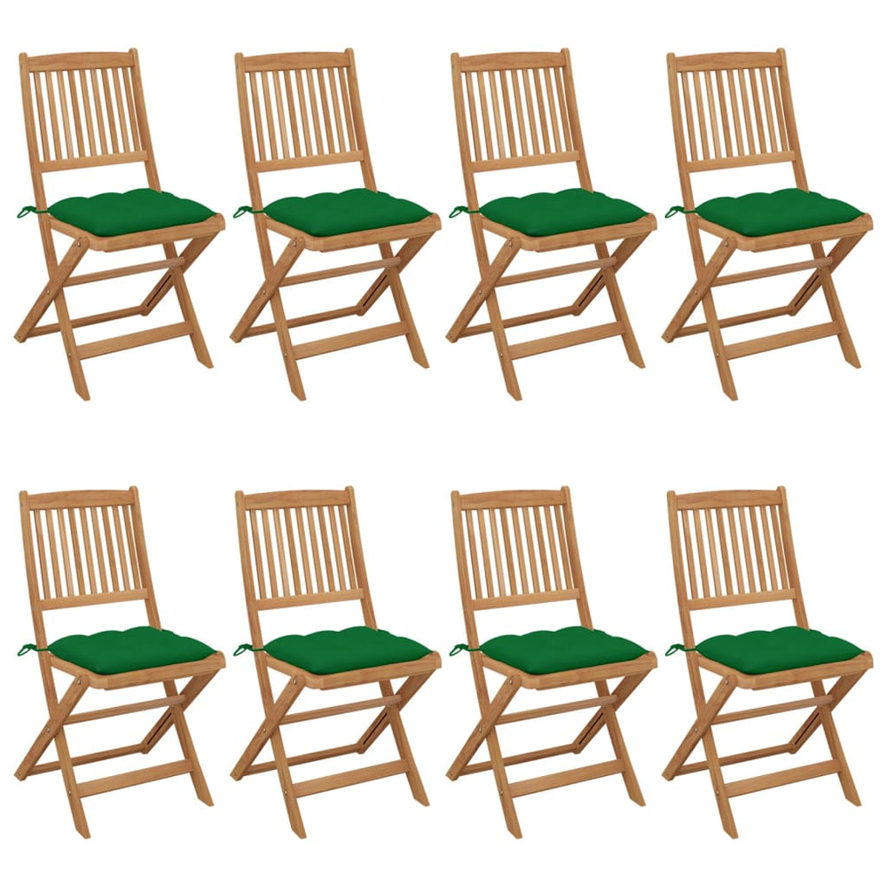 Klappbare Gartenstühle 8 Stk. mit Kissen Massivholz Akazie
