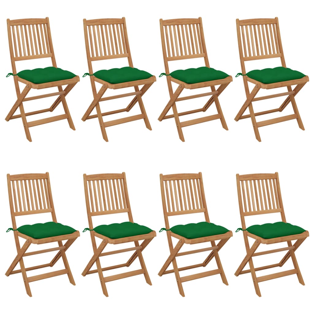 Klappbare Gartenstühle 8 Stk. mit Kissen Massivholz Akazie