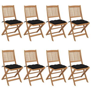 Klappbare Gartenstühle 8 Stk. mit Kissen Massivholz Akazie