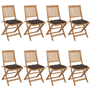 vidaXL Chaises de jardin pliantes 8 pcs avec coussins Bois d'acacia massif