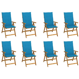 vidaXL Chaises de jardin pliantes avec coussins 8 pcs Bois d'acacia massif