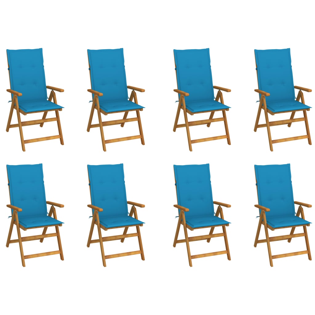 vidaXL Chaises de jardin pliantes avec coussins 8 pcs Bois d'acacia massif