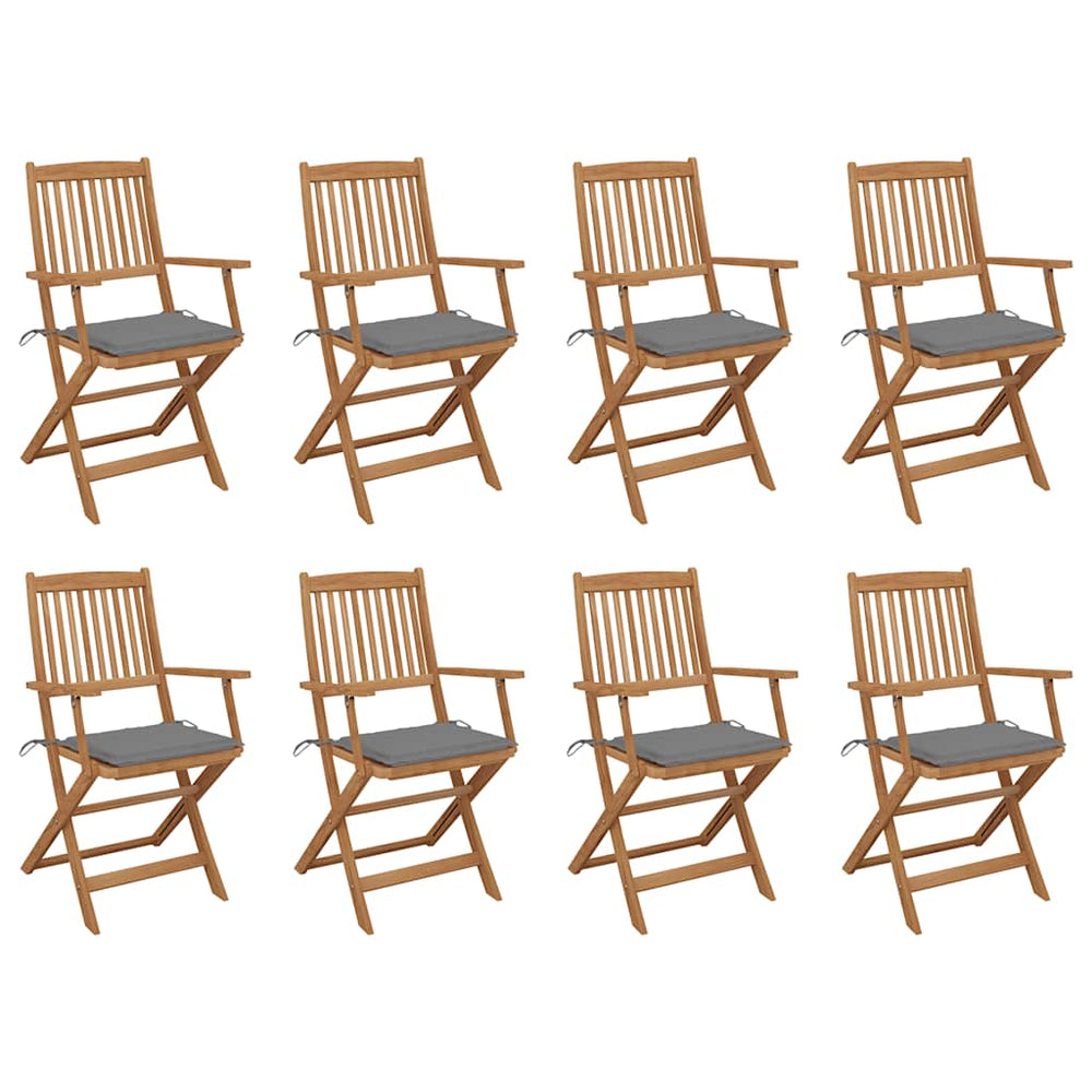 Klappbare Gartenstühle mit Kissen 8 Stk. Massivholz Akazie