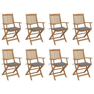 Klappbare Gartenstühle mit Kissen 8 Stk. Massivholz Akazie