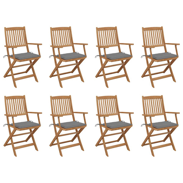 Klappbare Gartenstühle mit Kissen 8 Stk. Massivholz Akazie