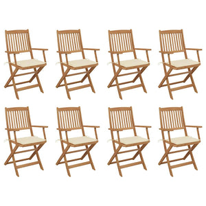 Klappbare Gartenstühle mit Kissen 8 Stk. Massivholz Akazie