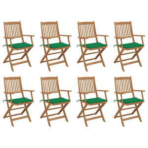 vidaXL Folding Garden Chairs with Cushions 8 pcs Solid Acacia Wood