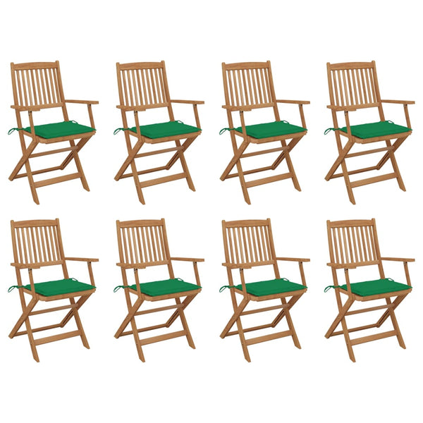vidaXL Folding Garden Chairs with Cushions 8 pcs Solid Acacia Wood