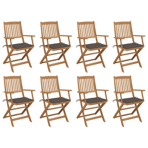 vidaXL Chaises de jardin pliantes avec coussins 8 pcs Bois d'acacia massif